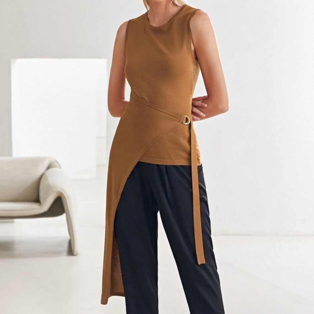 Rusty Orange Brown Asymmetrical Top